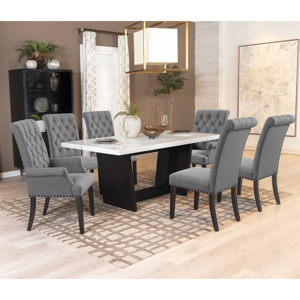 Gather Grey 7-piece Marble Top Rectangular Dining Table Set Gather Grey 7-piece Marble Top Rectangular Dining Table Set
