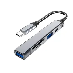 Multi - Port USB Hub with OTG and Data Transfer Capabilities (TYPE - C  grey)