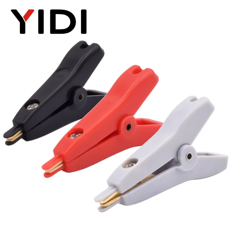 5x Plastic Alligator Clips / Test Probe Leads - Insulated Crocodile Clamps For Electronics