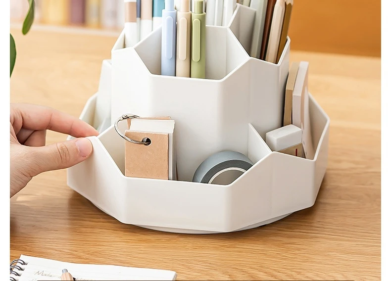 Rotating Pen Holder - Large Capacity Desktop Organizer | 360 Degree Rotation Resin Storage