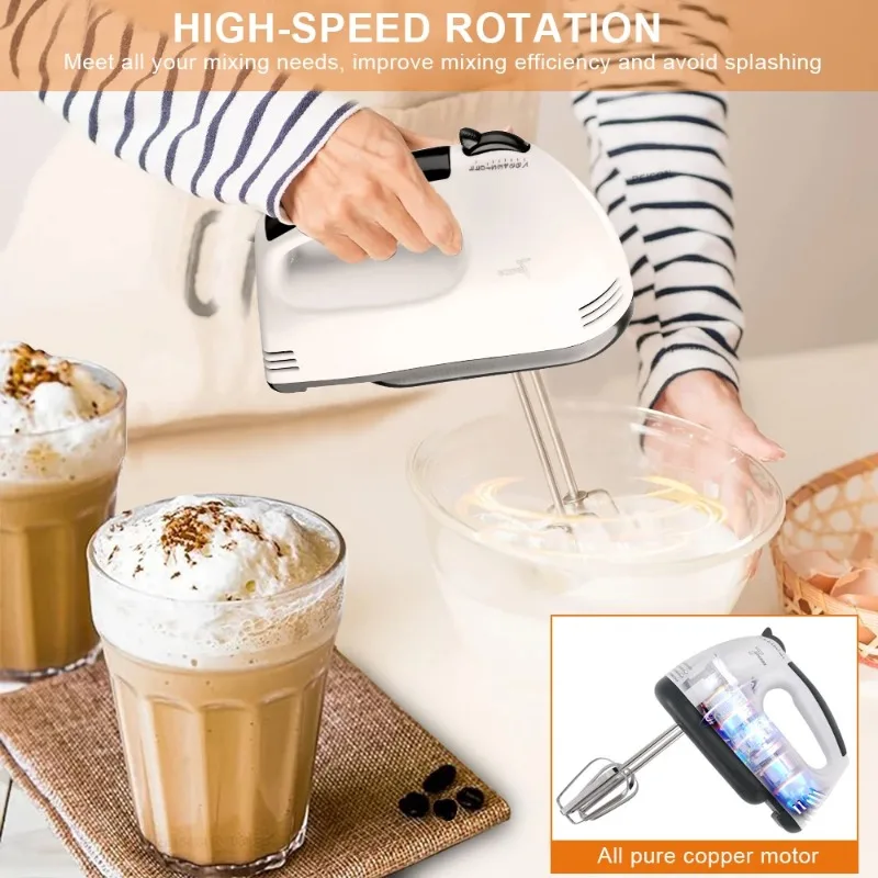 Electric Professional Handheld Blender Mixer Egg Beater Automatic Cream Blender Dough Cake Baking Pastry 4