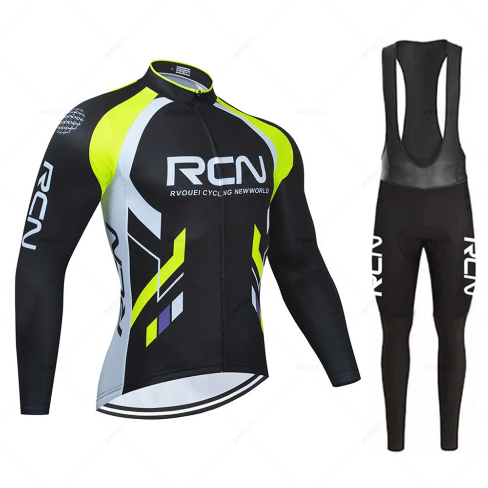 RCN Pro Team Cycling Jersey Sets Breathable Long Sleeve Spring New Men's MTB Bicycle Clothing Suits Roupa Ciclismo
