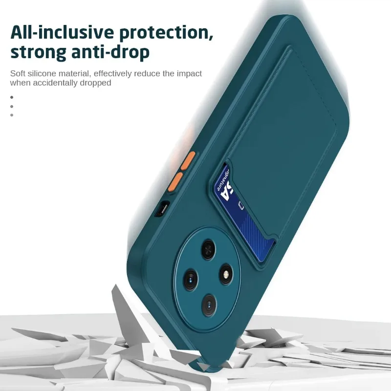 Premium Card Slot Wallet Shockproof Silicone Case - Matte Soft TPU Cover for Huawei Honor Magic Series