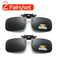Polarized Clip Sunglasses 2Pcs Set Myopia Glasses Clip Driver Fishing Night Vision Myopia Clipon Sun Shading Eyeglasses 1