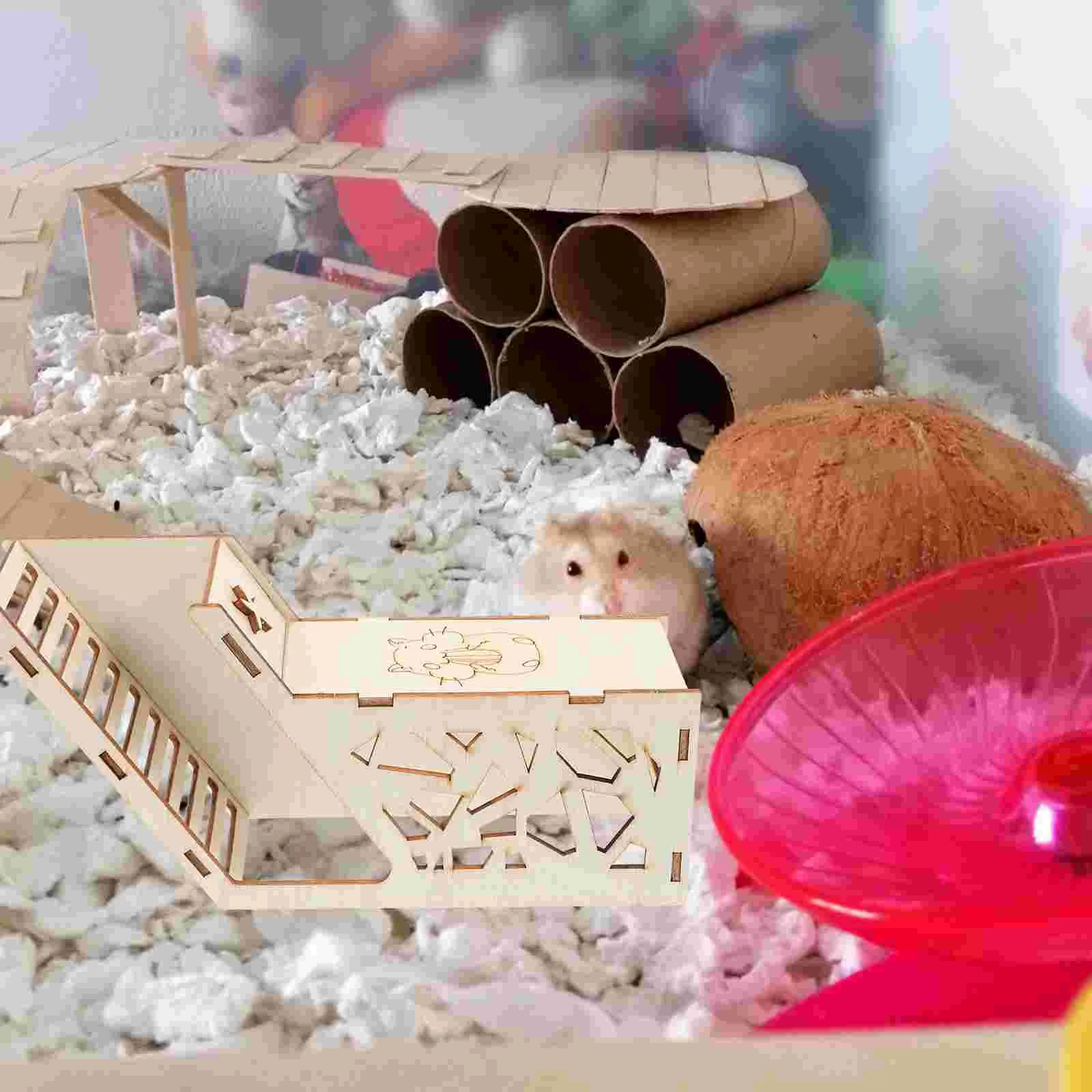 Guinea Pig Hideout House with Ramp Hedgehog Squirrel Habitat Small Animal Hut Hamster Hideout hamster houses - Image 3
