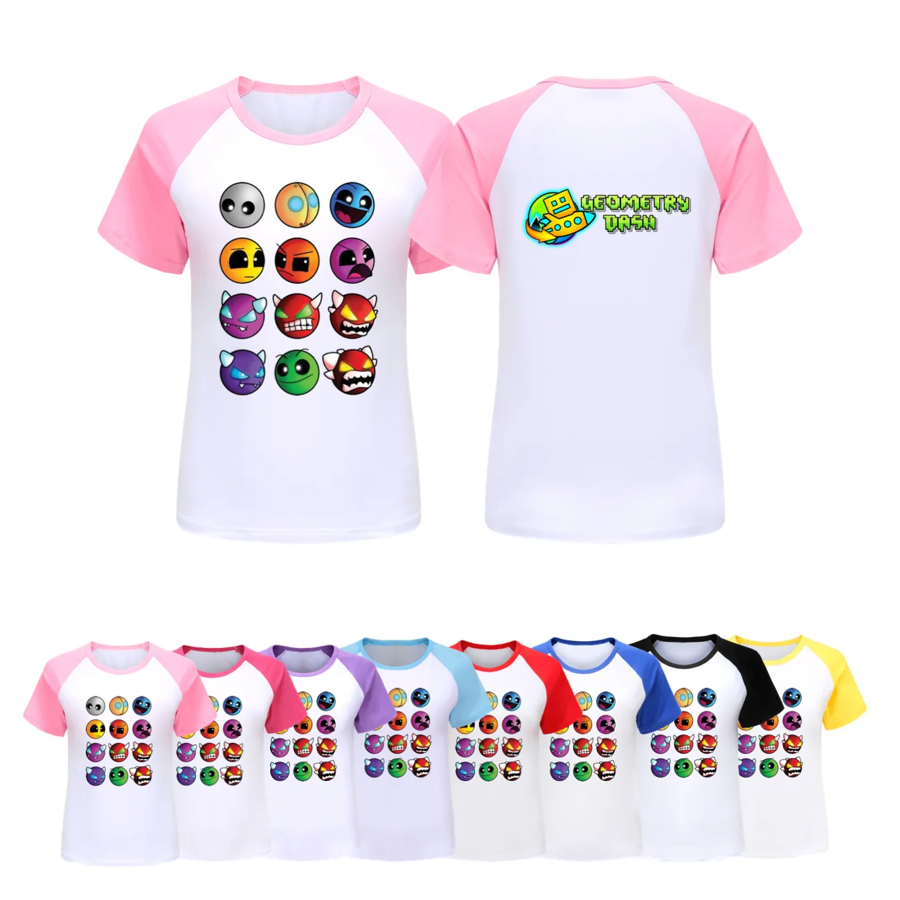 

New Game Geometry Dash Costume Kids Fashion T Shirt Children Clothes Toddler Boy Summer Tee Baby Girl Short Sleeve T-shirt