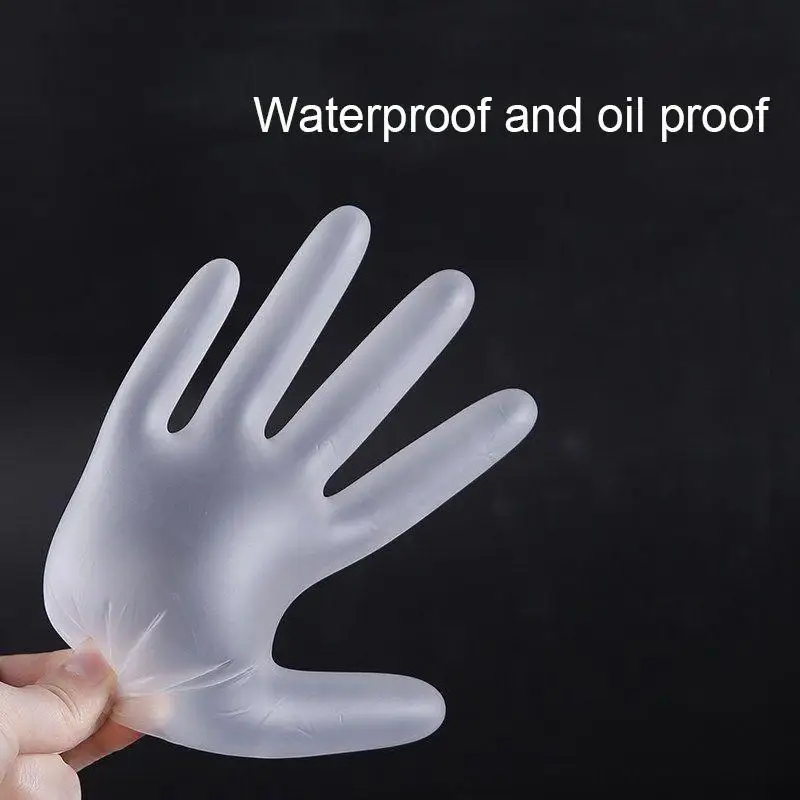 100Pcs High Elasticity TPE Disposable Gloves Transparent Thick Elastic Waterproof Oil Resistant Kitchen Cleaning Gloves