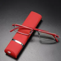 Metal Anti-Blue Light Reading Glasses Men Half Frame Prescription Eyeglasses Male Eyewear With Case +1.0 1.5 2.0 2.5 3.0 3.5 4.0 5