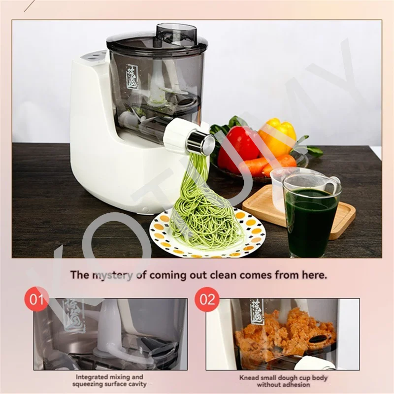 Automatic Noodle Press Machine with 6-speed Adjustments Fresh Pasta Dough Various Shapes Making Noodle Maker Machine