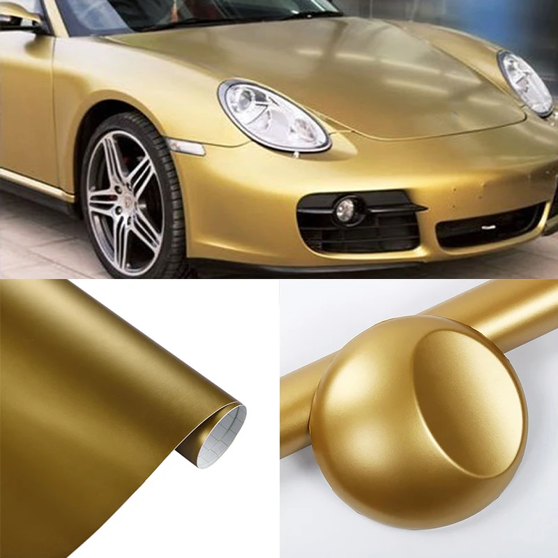 

Golden 50cm x150cm Matt Matte Flat Gold Wrap Vinyl Covering Film Sticker Decal Roll Sheet with Air Bubble Free 20"x60" inch