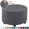 Jacquard Ottoman Cover Stretch Ottoman Slipcover Round Ottoman Storage Cover Folding Stool Covers Furniture Protector Cover 1