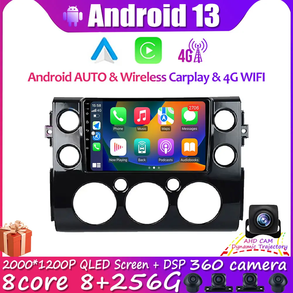 

Автомобильный радиоприемник 9 ", 8-ядерный, Wi-Fi, 4G, LTE, GPS-навигация, мультимедиа, Carplay, стерео, DSP, BT, Android 13, для Toyota FJ Cruiser 2007-2016