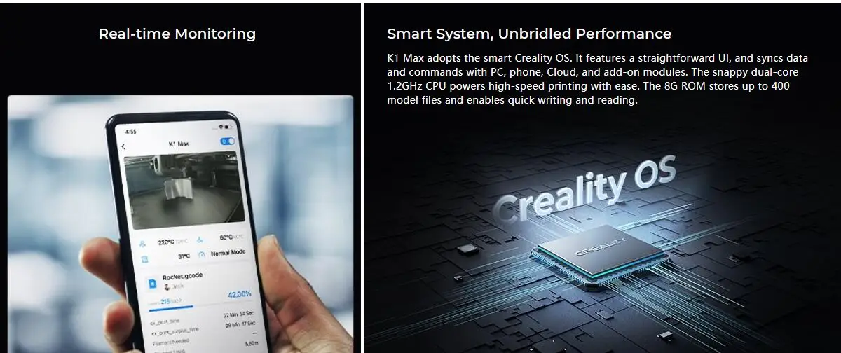 S9edad2f04d154fe4952beec1348b5ccew Creality Official K1 Max drukarka 3D 600 mm/s prędkość drukowania dwubiegowa wytłaczarka z napędem bezpośrednim EU/US/UK wtyczka K1 Max drukarka