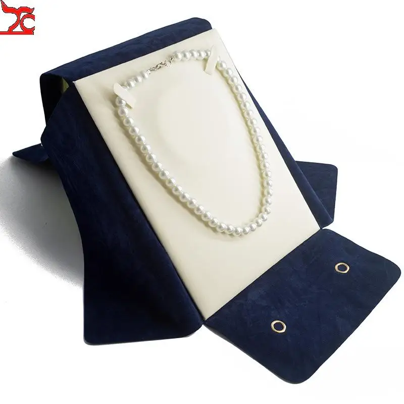 New Jewelry Necklace Holder Bag Pearl Storage Pouch Double-Sided Textured Fabric Portable Jewelry Roll Bag for Exhibitor