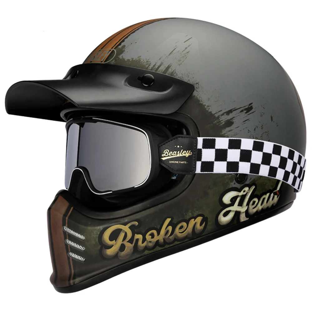 

Motorcycle Helmet DOT Certified Motocross Helmet Retro Vintage Bike Full Face Helmet Men Women Moto Helmets Professional