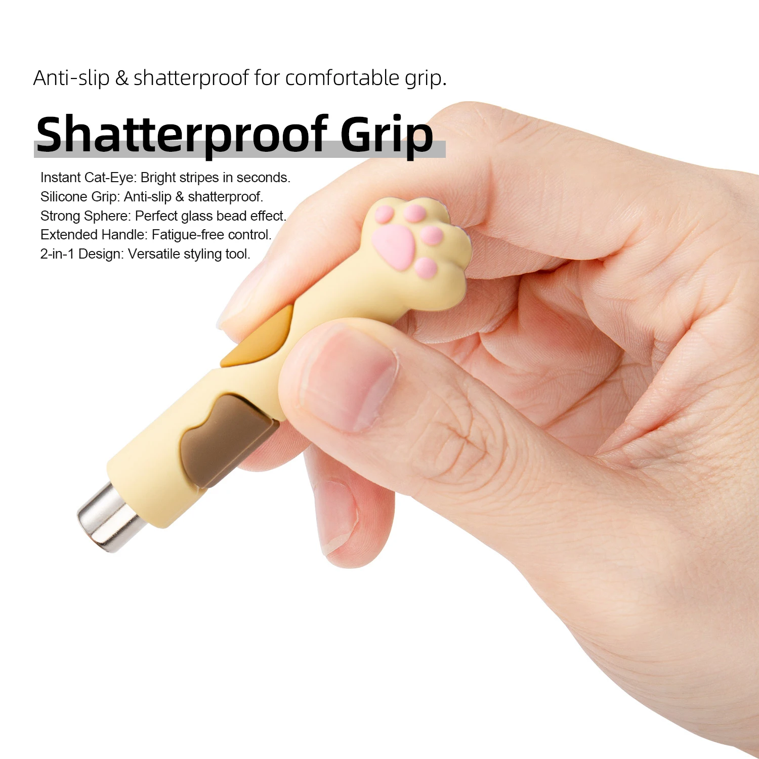 Ergonomic Cat Paw Nail Magnet with Silicone Handle and Shatterproof Glass