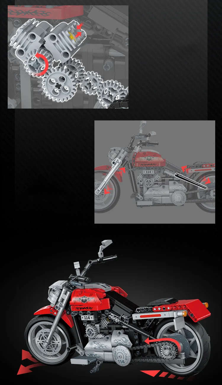 Technische Amerika Harleying Street BOB 114 Motorrad Baustein Modell Ziegel Spielzeug Sammlung Mit Lady Doll Action-figuren – Detail 5