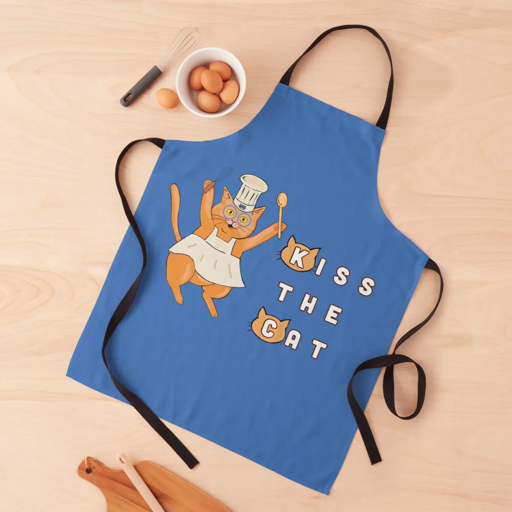 

Kiss the cat cook Apron cute kitchen apron waterproof for women household gadgets