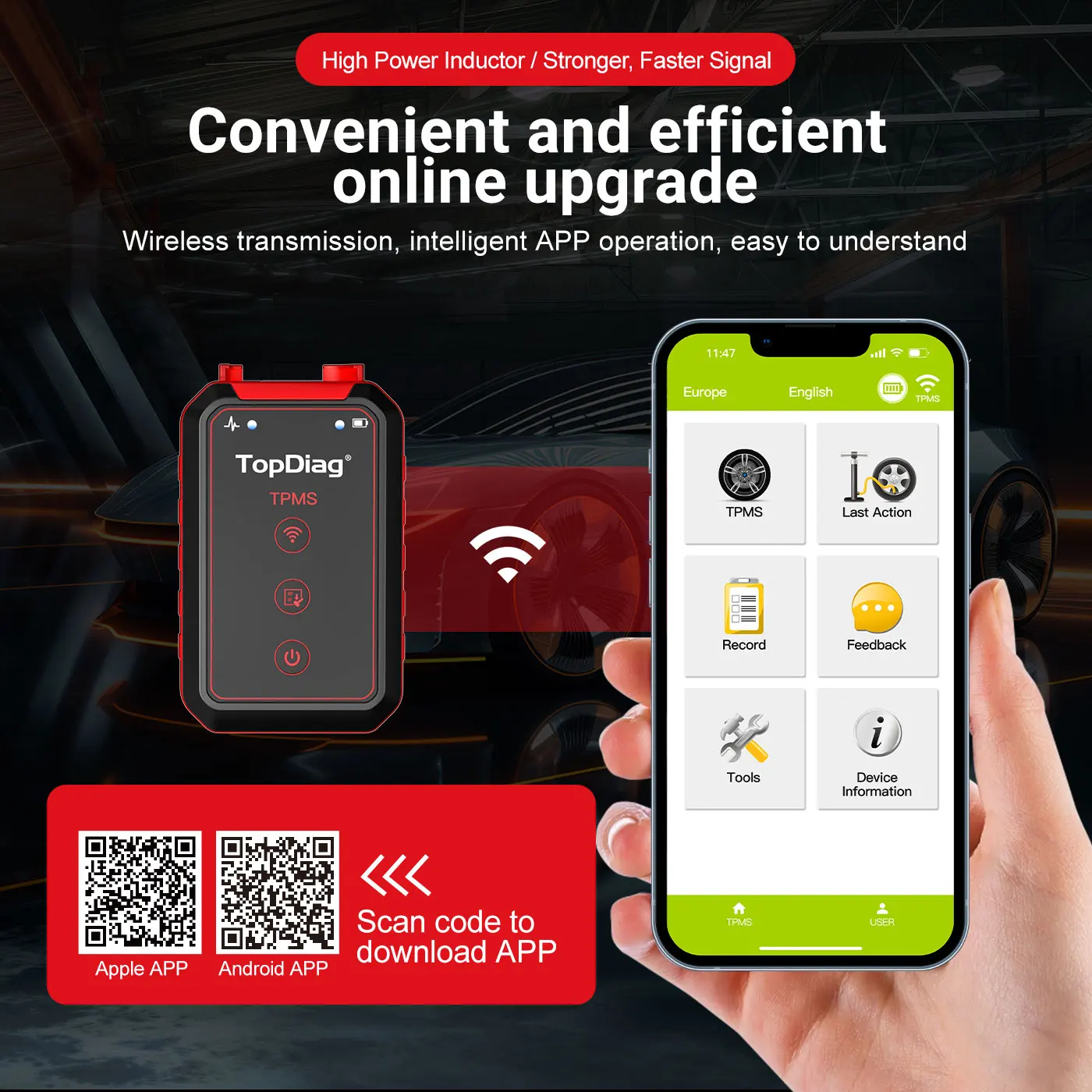 TopDiag PS001 범용 TPMS 프로그래밍 도구, 안드로이드 및 iOS용 블루투스