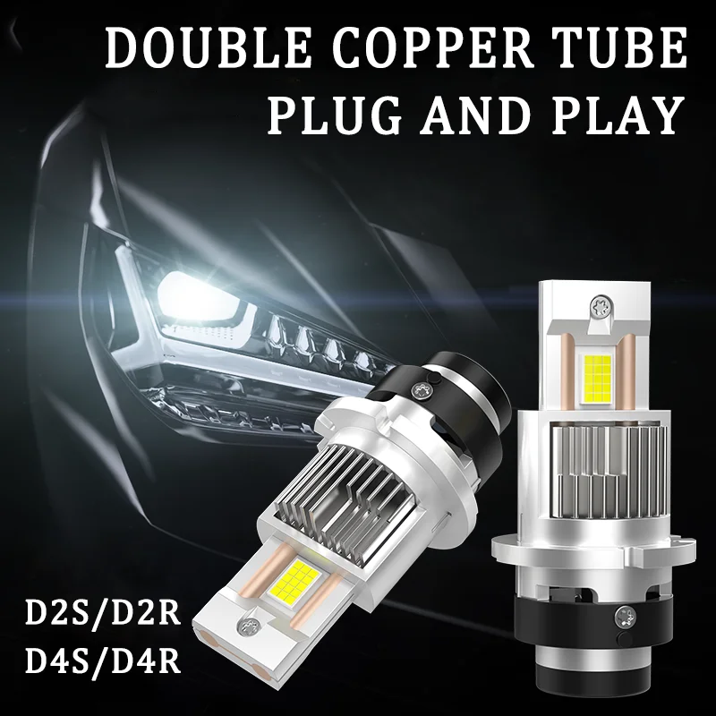 

2PCS LED Car Headlight Bulbs D4S D4R D2R D2S 6000K White Auto Lamps Plug and Play Xenon HID Light Replacement CANBus Error Free