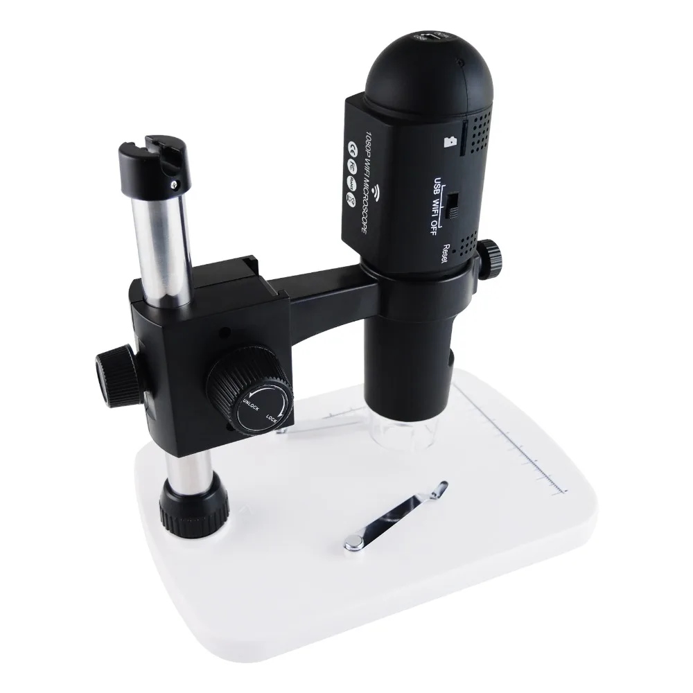 

USB Wifi 3 Mega Pixels 10-220x Magnification & Adjustable Focus 1080P Full HD Microscope with 6 LED