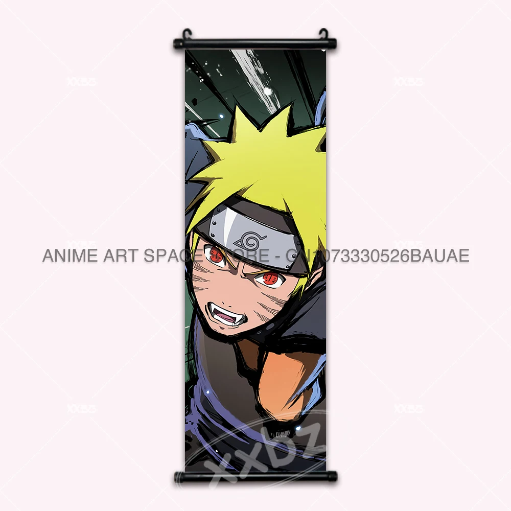 Naruto Anime Hanging Wall Art: Uchiha Sasuke & Jiraiya Scrolls Poster