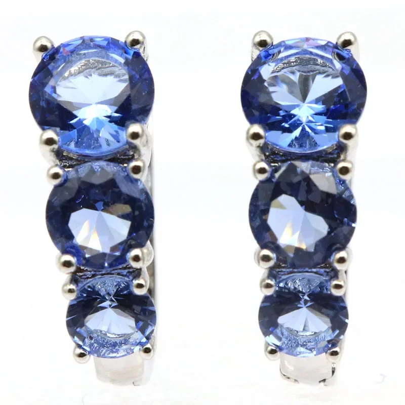 4g Customized 925 SOLID STERLING SILVER Earrings Fantastic London Blue Purple Rhodolite Violet Tanzanite Tsavorite Garnet CZ Wom