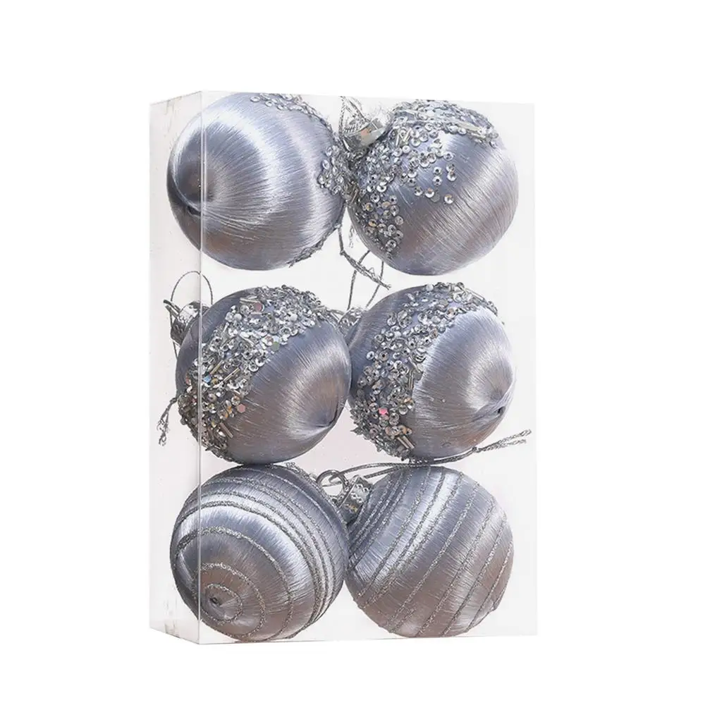 thumbnail image 1 of 6 bolas navideñas de terciopelo, adorno colgante para árbol de Navidad, exquisita bola colgante de terciopelo para decoración de fiestas navideñas en el hogar, 1 of 5