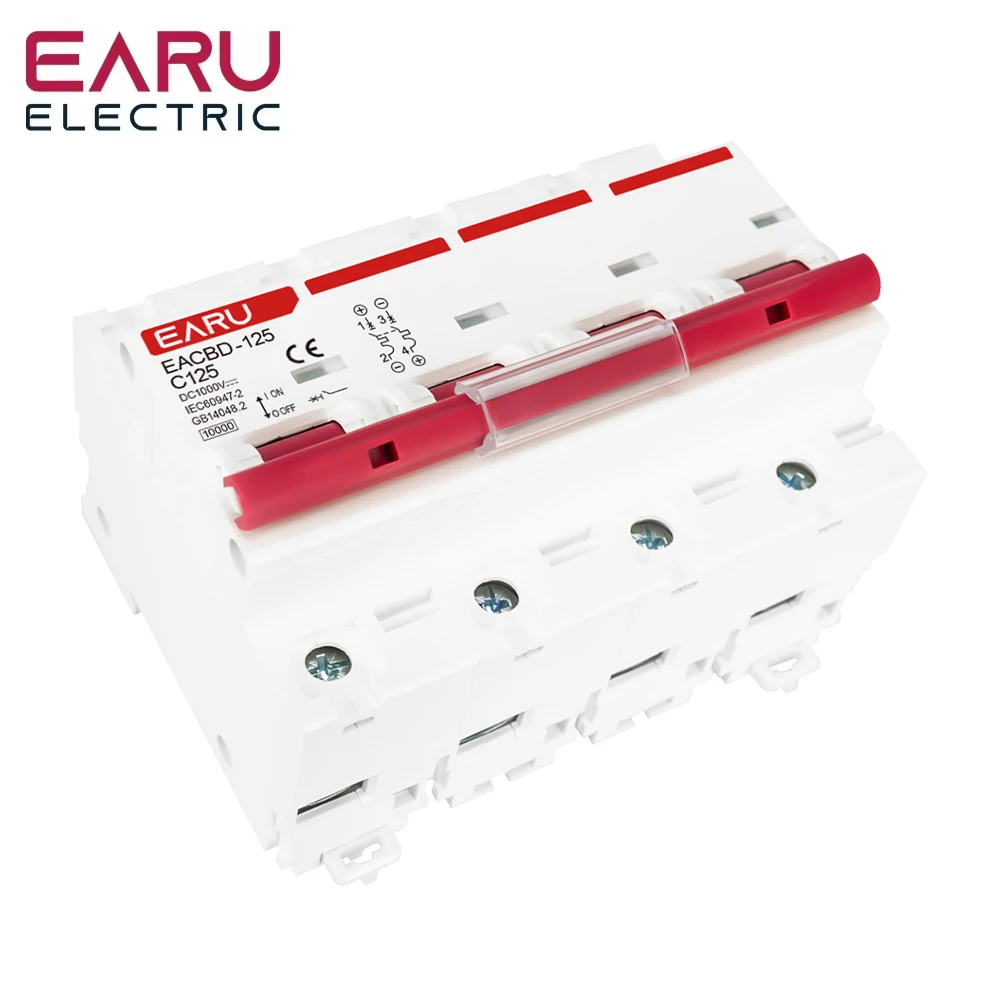 DC 1000V 1P 2P 3P 4P Solar Mini Circuit Breaker Overload Protection Switch 6A~63A/80A 100A 125A MCB for Photovoltaic PV System