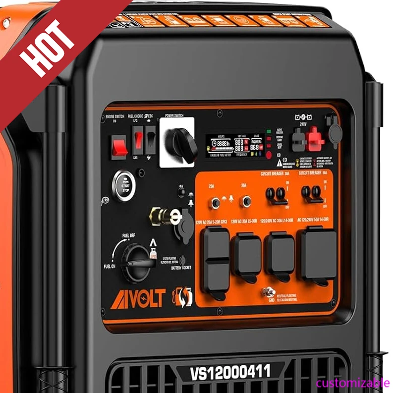 2025-hotDual Fuel Portable Inverter Generator Super Quiet Gas Propane Powered Remote/Electric Start Outdoor Generator ATS Ready