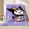 Kuromi Sanrio Pattern Flannel Blanket Baby Four Season Blanket Throw for Sofa,beds,living Rooms,travel Picnic Blanket Gifts 4