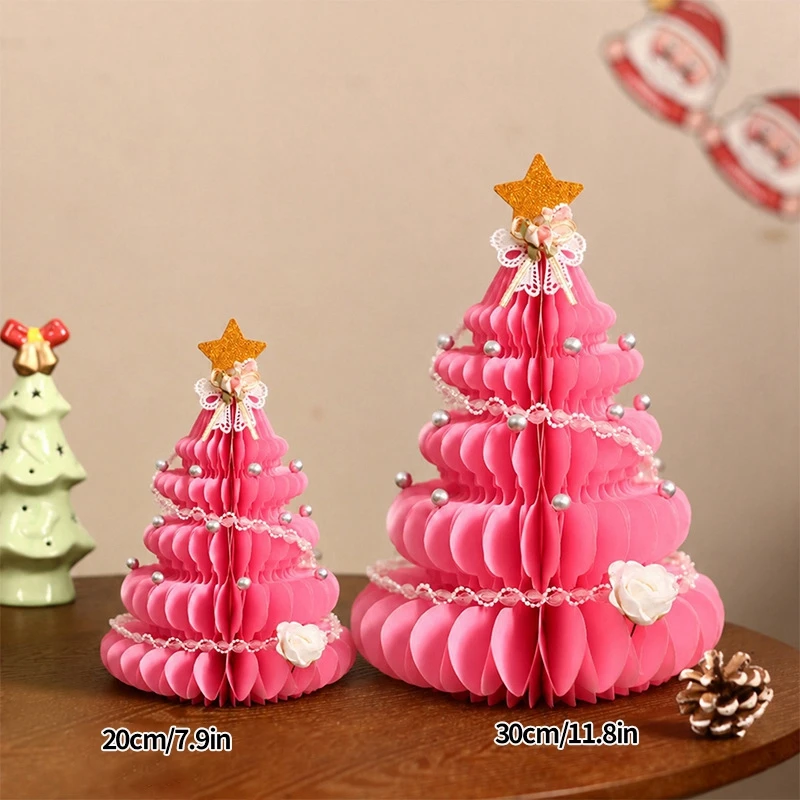 Elegant Honeycomb Christmas Tree Ornament - Festive Desk Accessory and Holiday Decoration