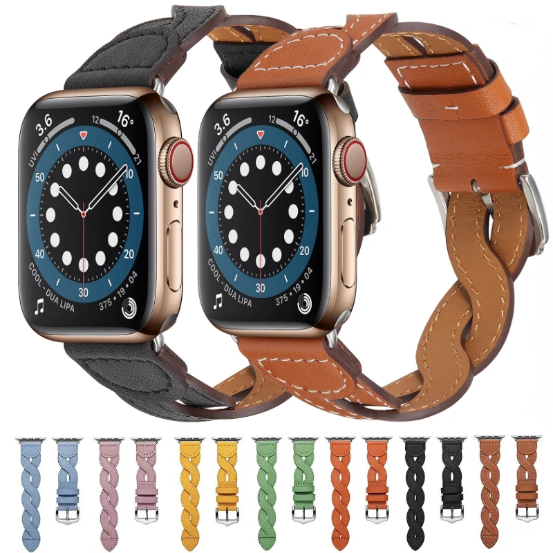 

Premium Braided Leather Strap for Apple Watch Band Ultra 8 7 49mm 45mm 41mm 44mm 42mm 40mm Bracelet Wristband iWatch 6 5 4 SE