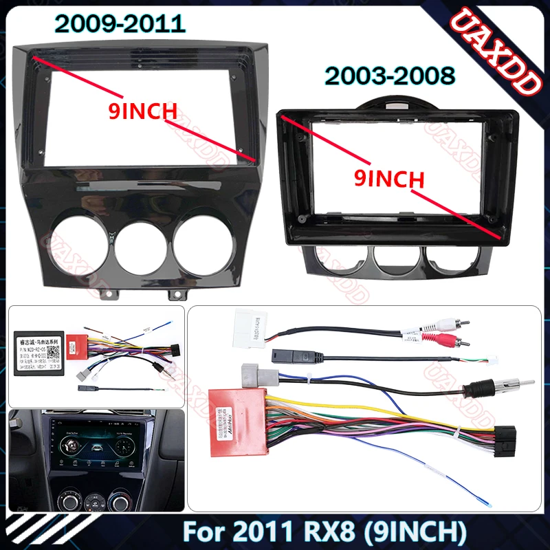 마쓰다 2011 RX8 차량용 라디오, 안드로이드 스테레오 오디오 화면, 멀티미디어 비디오 플레이어, 내비게이션 케이블 하네스 프레임, 9 인치