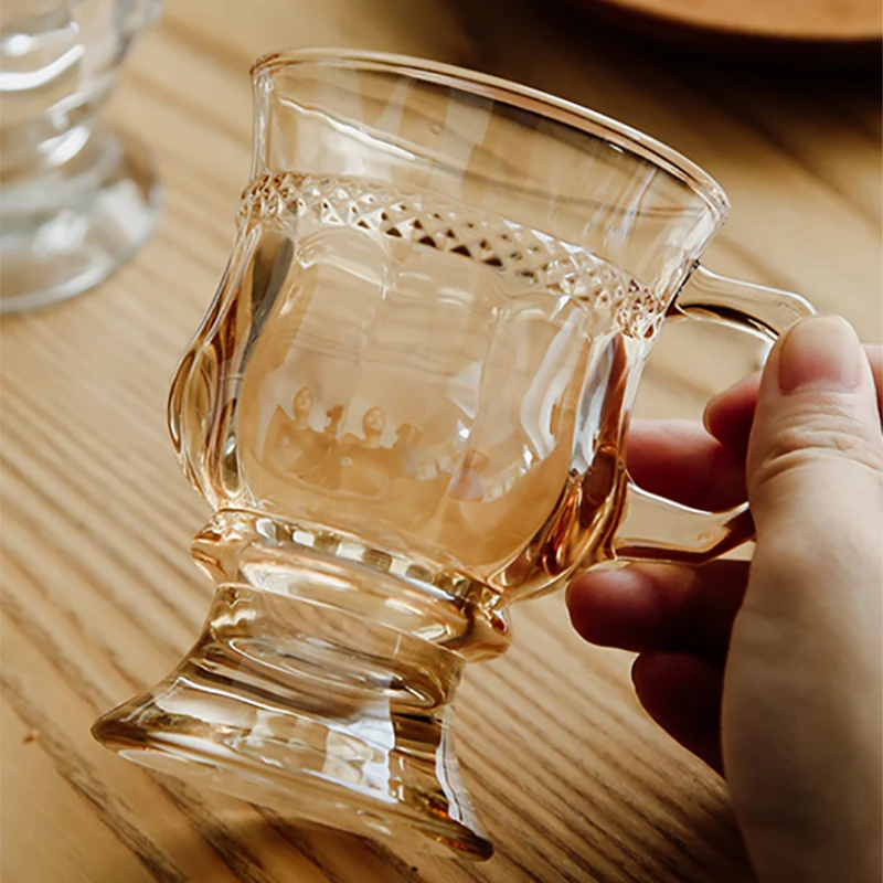 High quality engraved glass tea mugs 5oz square glasses with