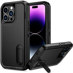 Anti-Shock Durable Case with Protective Kickstand Cover for iPhone 13 Pro (Black)