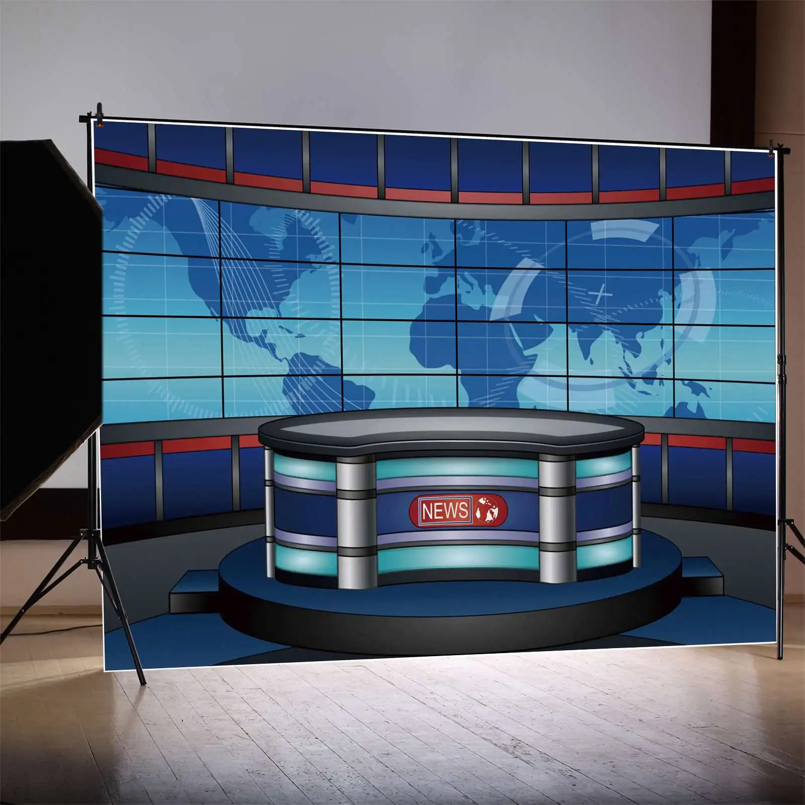 Moon.Qg Fondale Notizie Telettorio Tv Video Wall Direct Broadcasting Room Home Studio Sfondo Forniture Personalizzate Photo Booth