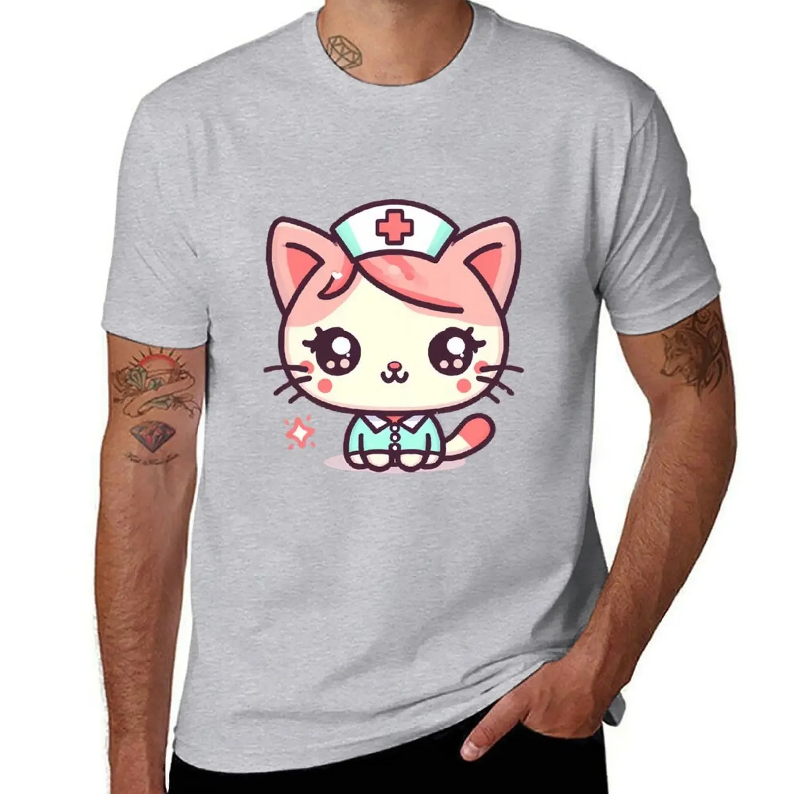 

Cat Nurse T-shirt graphics cute tops heavyweights oversizeds plain t shirts men