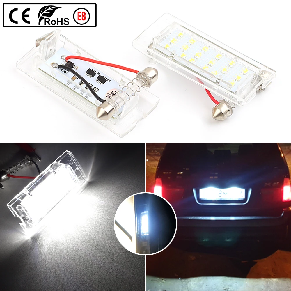 

2pcs Canbus Full LED Number License Plate Light Error Free White For BMW X5 E53 2001-2006 X3 E83 2004-2009 License Plate Lights