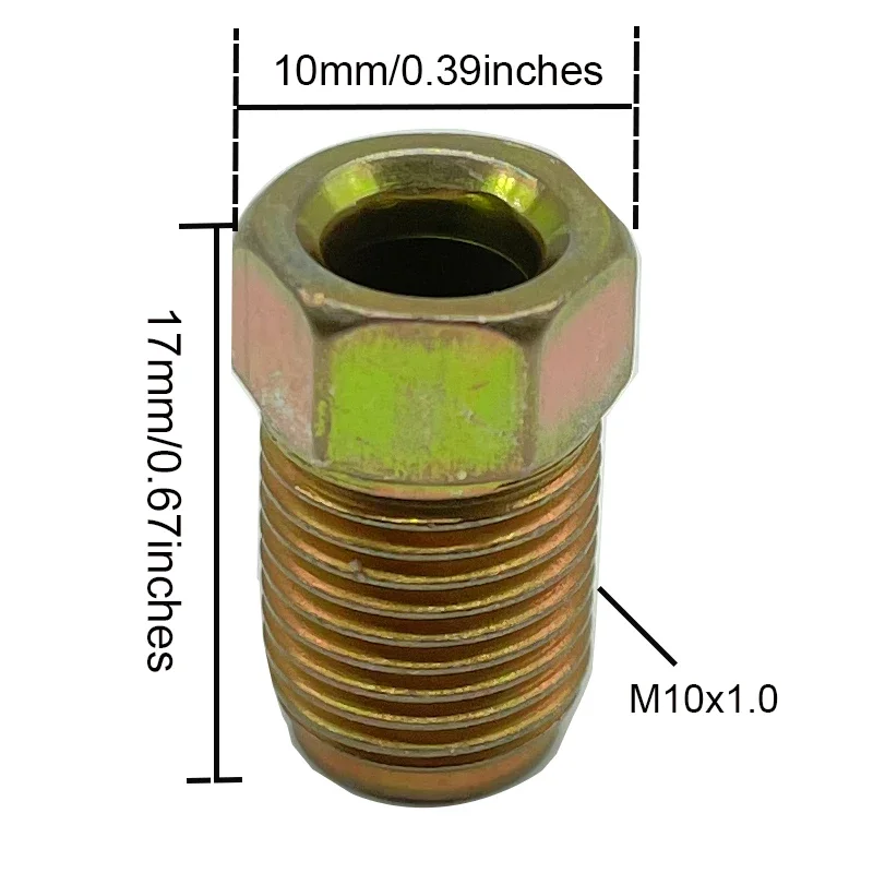 10/20/50X 10mmx1mm Male Short Car Brake Pipe Screw Nuts Bolts for 3/16" Inch Metric Braking Tube Brake Line Fittings Connectors brake adapter car brake pipe repair kit