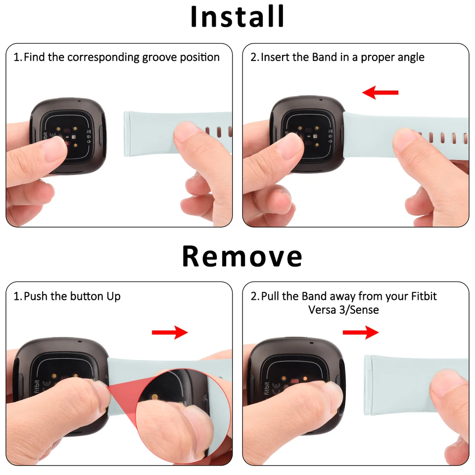 TopTen Cinturino In Resina Per Fitbit Versa 3 / Sense - Leggero E Regolabile, Chiusura Pieghevole, Colore H