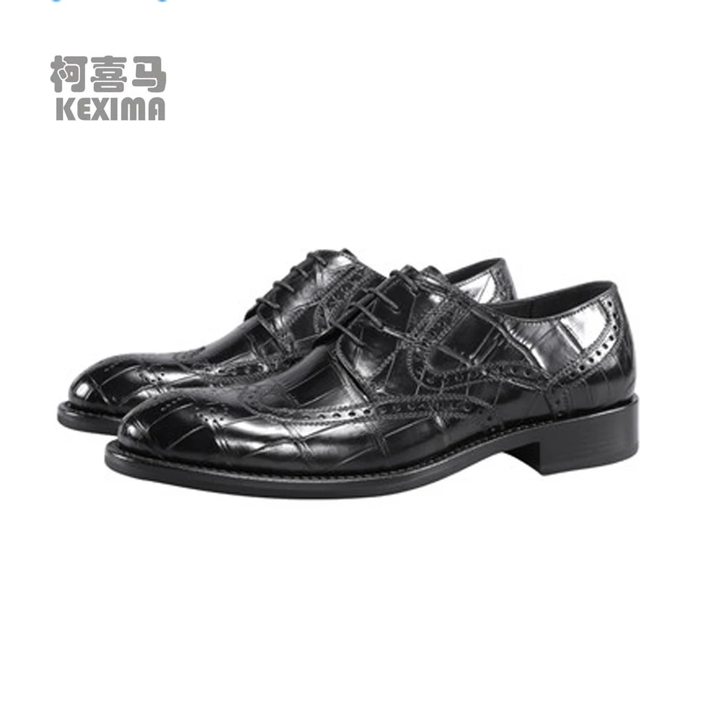 

KEXIMA cestbeau new import crocodile Men dress shoes crocodile leather Wedding shoe British wind carving male shoes