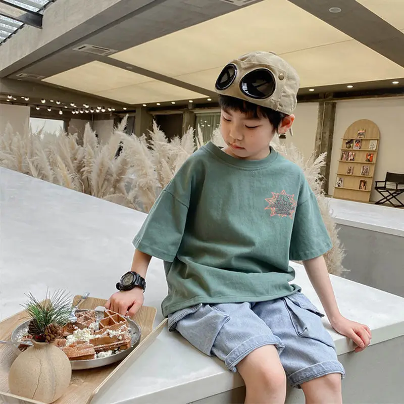 Summer School Kids Cotton Loose Alphabet Cartoon Tee Tops Baby Girl Boy Short-Sleeved Base Layer T-Shirt Child Outerwear 1-16Yrs - Image 4