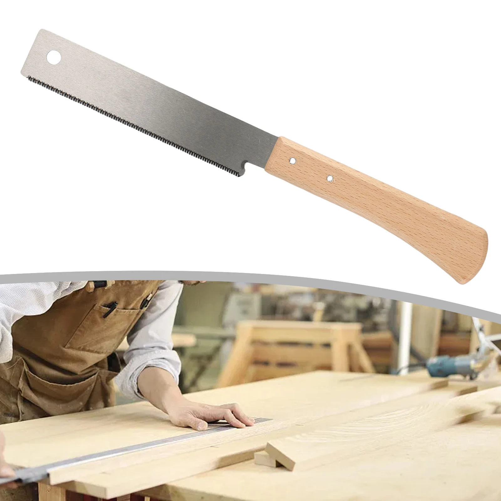 Hand Saw Beech Wooden Handle Fine Cut Saw Household Woodworking Garden Pruning Flush Cutting Trimming Tool Woodworking Saw