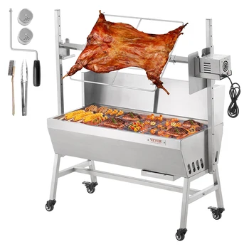 SucceBuy 35inch Rotisserie Grill Electric Motor Charcoal Spit Grill Stainless Steel Roaster w/Lockable Wheels for Camping 1 SucceBuy 35inch Rotisserie Grill Electric Motor Charcoal Spit Grill Stainless Steel Roaster w/Lockable Wheels for Camping 1