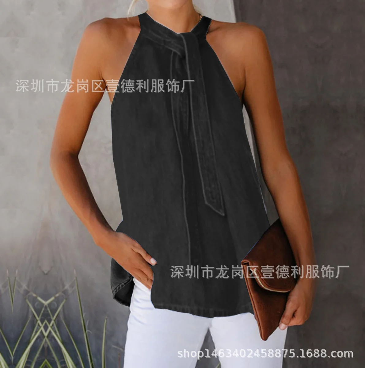 

Hit 2023 hot sale sexy halter neck strappy sleeveless T-shirt top new