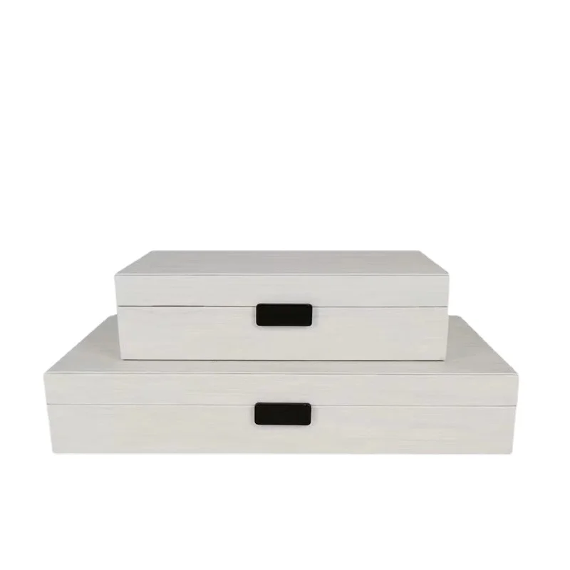 Large Jewelry Box Organizer Wood Surface Leather No Grid Necklace Jewelry Box Ivory Colour Multi Functional Packaging Supplies