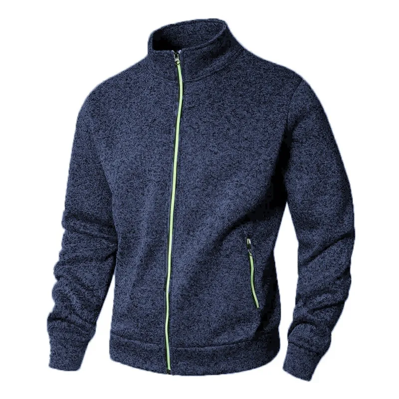 Autumn Men's Stand Sweatshirts Zipper Cardigan Coats Outdoor Long Sleeve Streetwear Sport Turtleneck Warm Oversize Outerwear