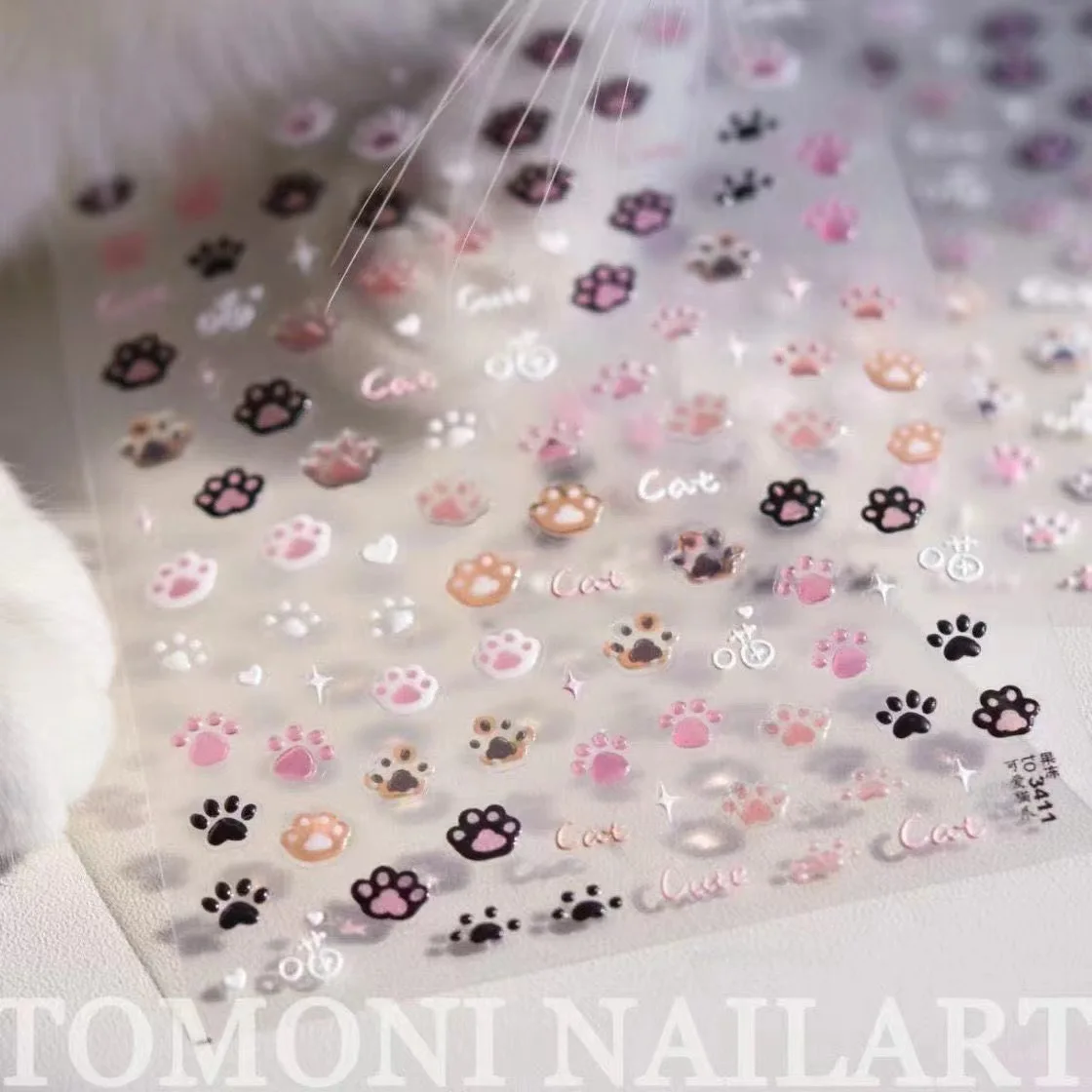 3pcs Jelly Small Animal Nail Art Sticker Puppy Kitten Chicken Embossed Nail Sticker Cute Cat Paw Stickers & Decals Accessories