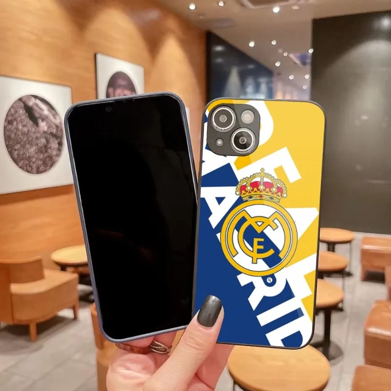 

Чехол R-RrealL-l для телефона IPhone 14, 13, 12, 11 Pro Max, X, XR, XS, 8, 7 Plus, цветной телефонный чехол из жидкого стекла M-MmadridD-d
